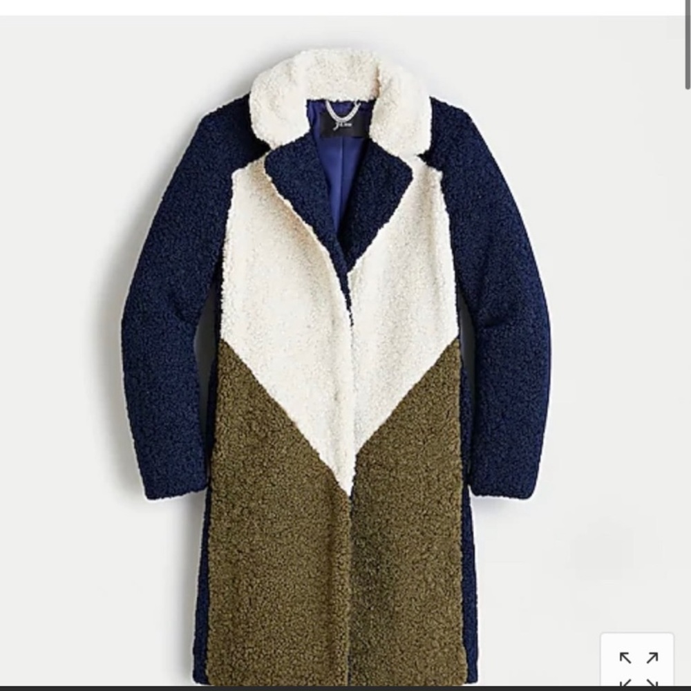 J. Crew color block teddy coat EUC